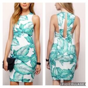 Tobi Green Leaf Print Midi Dress